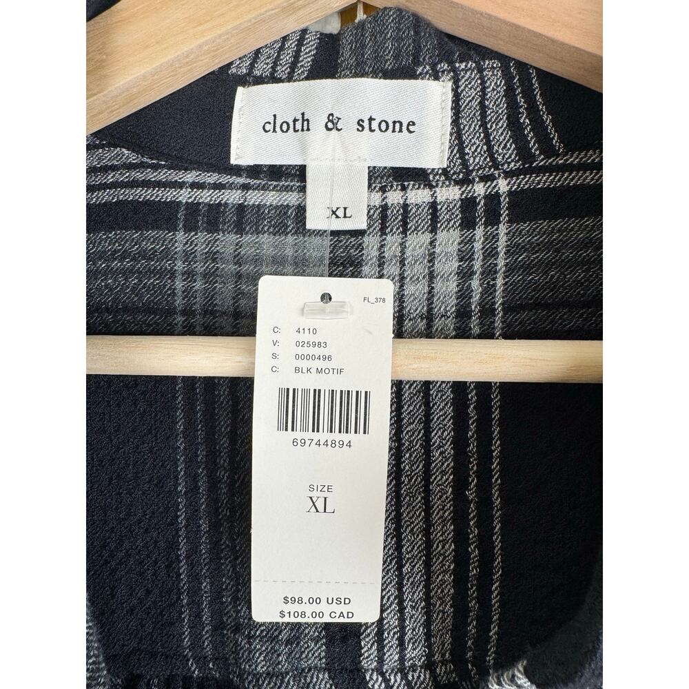 NWT Anthropologie Cloth & Stone Plaid Button Up Shirt XL - Picture 11 of 15